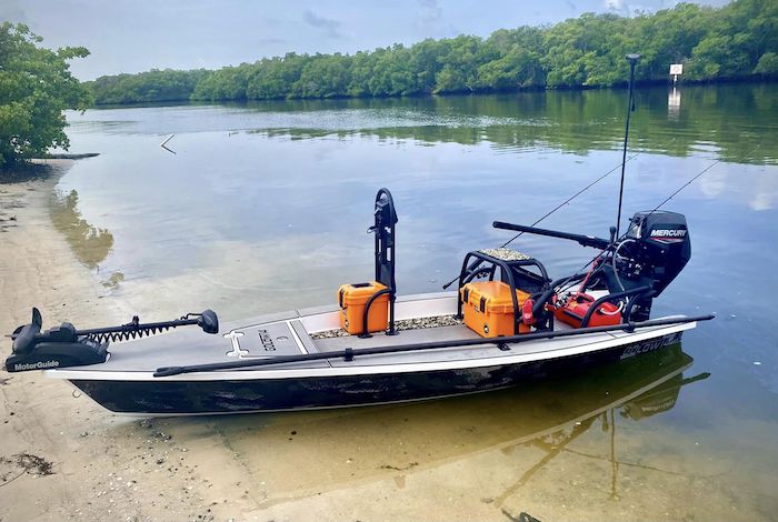 Inshore skiff fully loaded